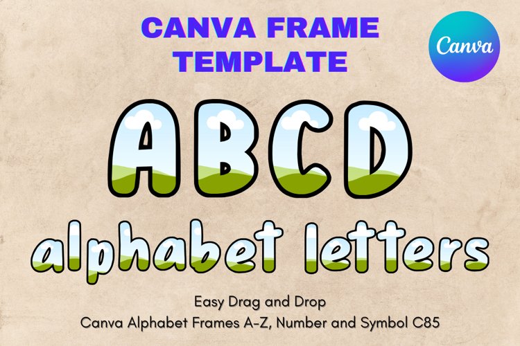 Canva Letters Frame Alphabet Template Font Add Photo_C85 example image 1