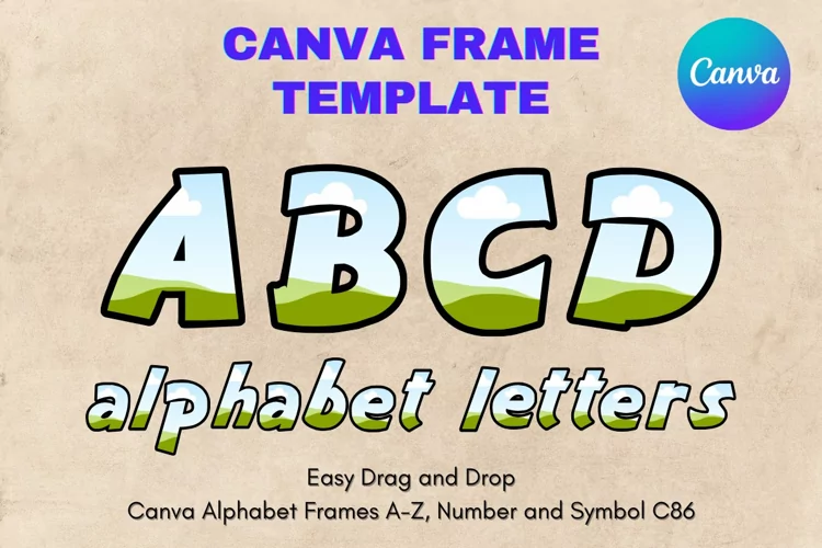 Canva Letters Frame Alphabet Template Font Add Photo_C86