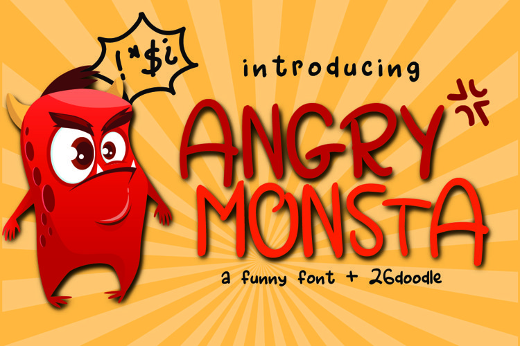 Angry Monsta - A Funny Font with doodles example image 1