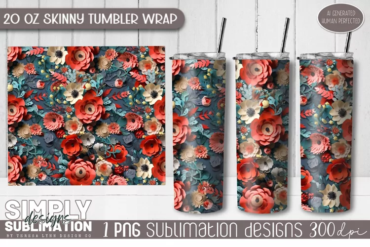 3D Seamless Sublimation Skinny Tumbler Wrap| 20oz | Png