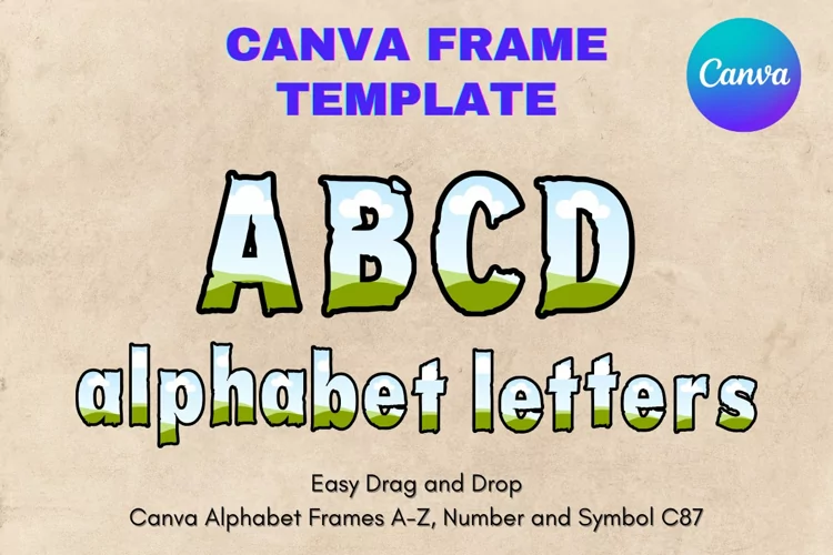 Canva Letters Frame Alphabet Template Font Add Photo_C87