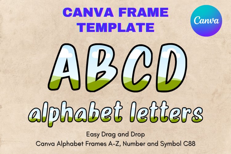 Canva Letters Frame Alphabet Template Font Add Photo_C88 example image 1