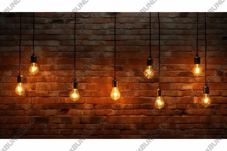 row brick wall hanging lights