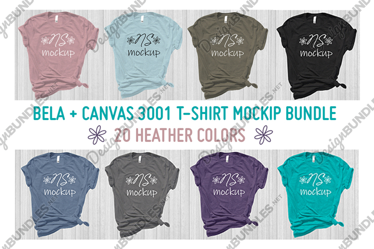 Bella Canvas 3001 Tshirt Mock-up BUNDLE ALL HEATHERS