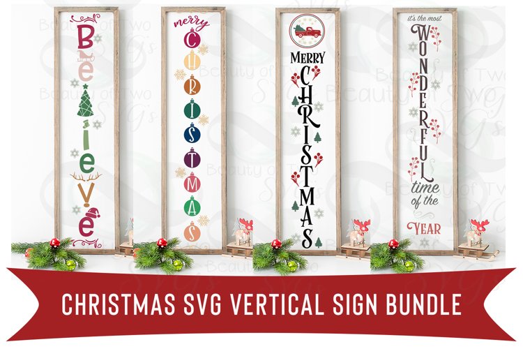 Christmas Vertical svg Sign Bundle, 4 Christmas svg designs example image 1