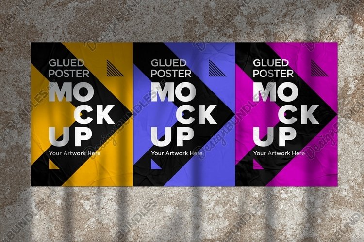 Glued and Crumpled Poster Mockup with Shadow Overlay example image 1