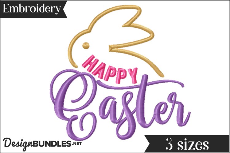Happy Easter Embroidery Design example image 1