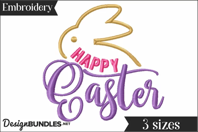 Happy Easter Embroidery Design