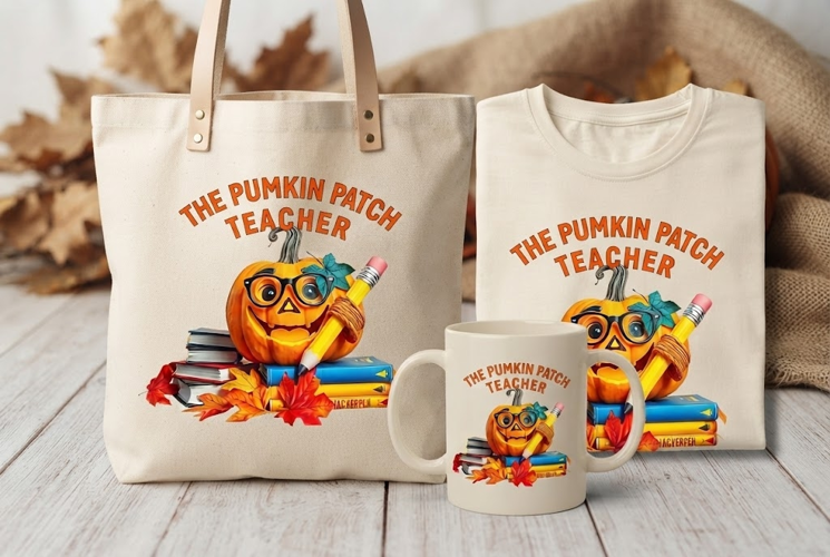 Pumpkin Patch Teacher PNG | Halloween School Clipart