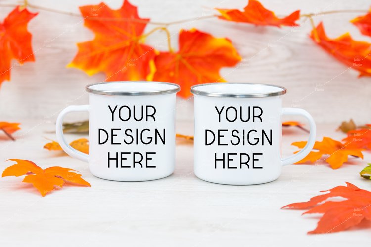 Mug Mockup Blank White Enamel Coffee Cup Camp Fall Mock up example image 1