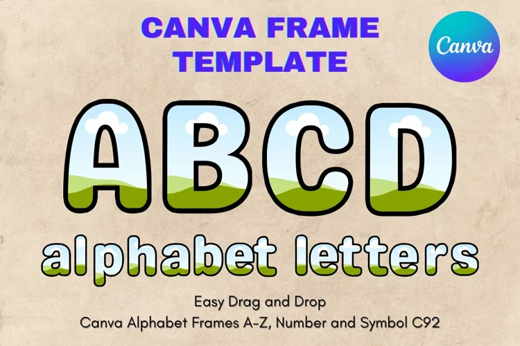 Canva Letters Frame Alphabet Template Font Add Photo_C92
