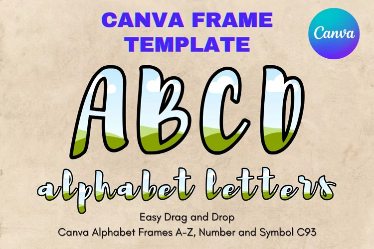 Canva Letters Frame Alphabet Template Font Add Photo_C93