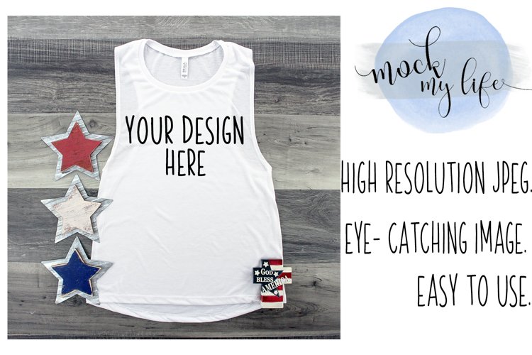 Bella Canvas Mockup / Patriotic Flat Lay / Independence Day example image 1