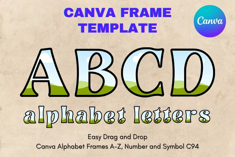 Canva Letters Frame Alphabet Template Font Add Photo_C94