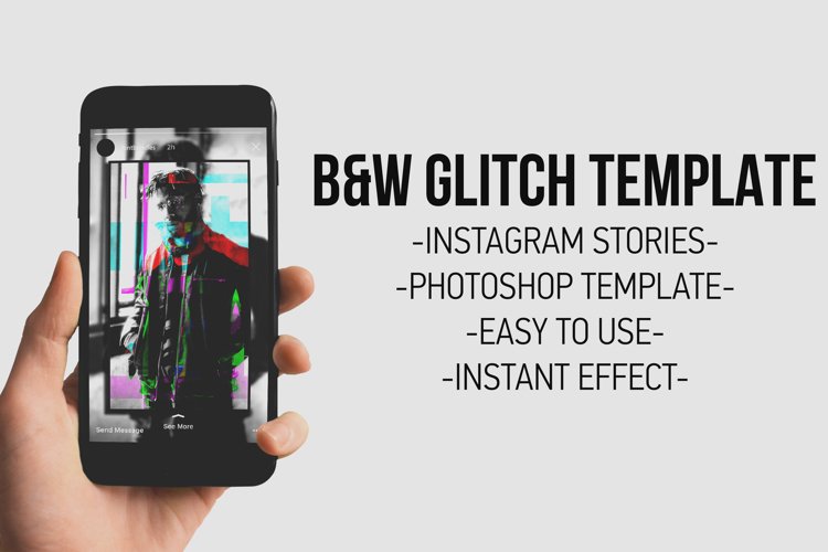Black and White Glitch - Instagram Stories Template example image 1