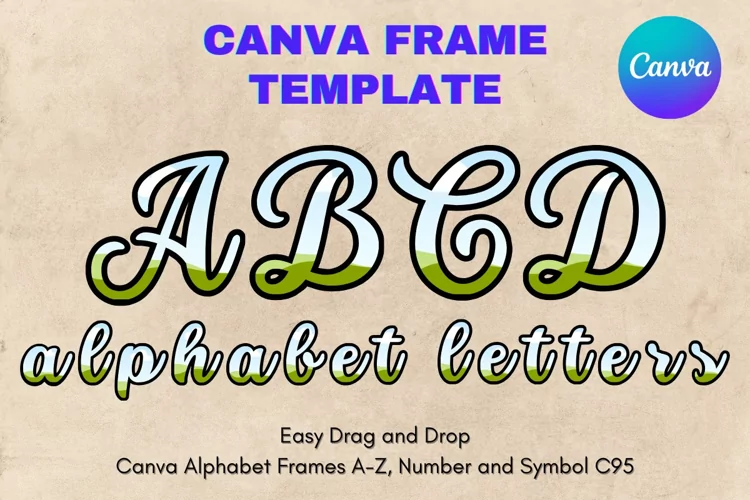 Canva Letters Frame Alphabet Template Font Add Photo_C95