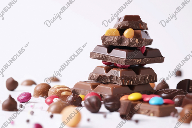 Chocolate and Colorful Candies Background Wallpaper