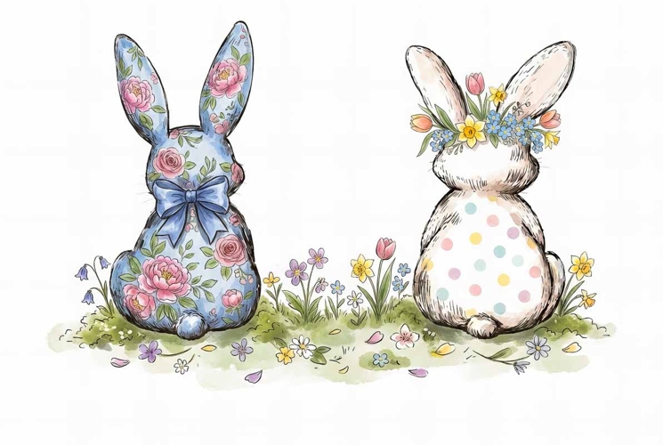 Easter Bunnies Clipart PNG