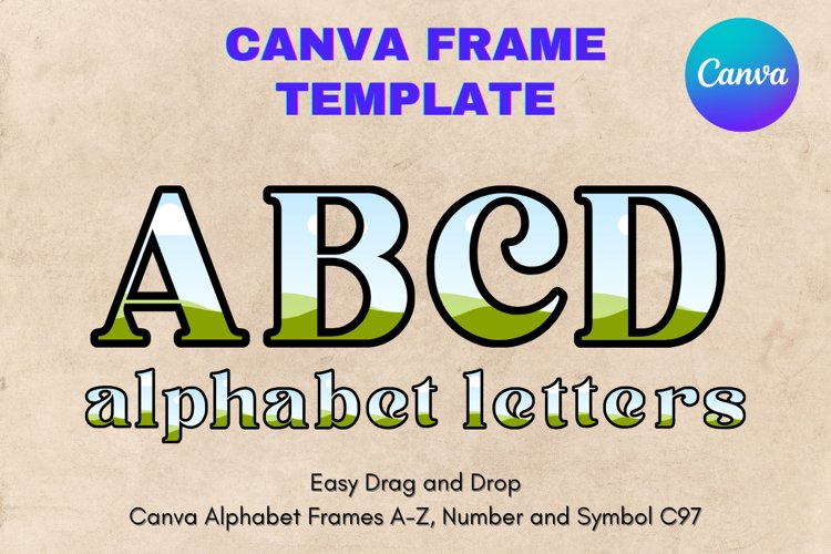 Canva Letters Frame Alphabet Template Font Add Photo_C97 example image 1
