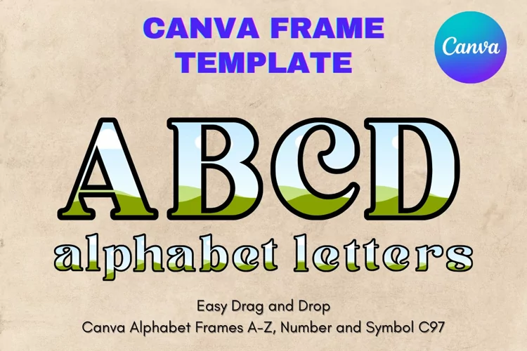 Canva Letters Frame Alphabet Template Font Add Photo_C97