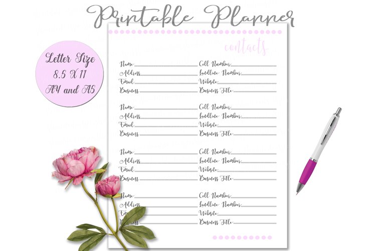 Printable Contacts Page