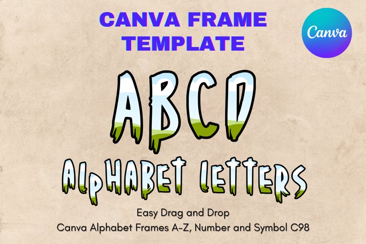 Canva Letters Frame Alphabet Template Font Add Photo_C98 example image 1