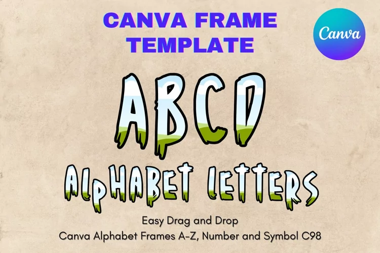 Canva Letters Frame Alphabet Template Font Add Photo_C98
