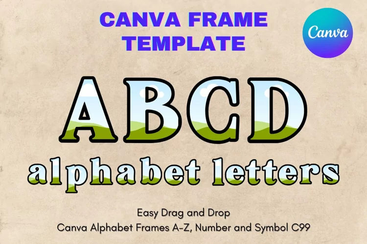 Canva Letters Frame Alphabet Template Font Add Photo_C99