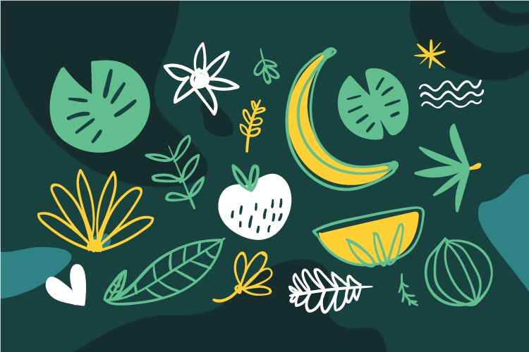 Hand Drawn Abstract Organic Shapes Background
