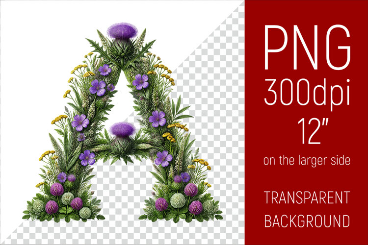Floral A Monogram PNG | Wildflower Initial Letter Clipart example image 1