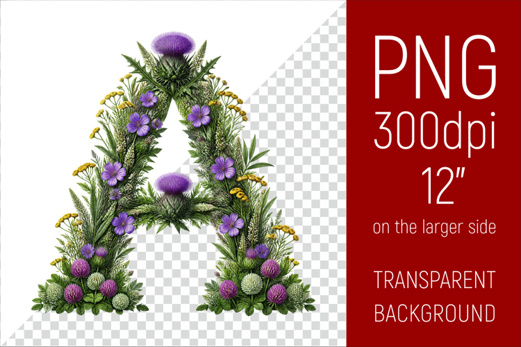 Floral A Monogram PNG | Wildflower Initial Letter Clipart