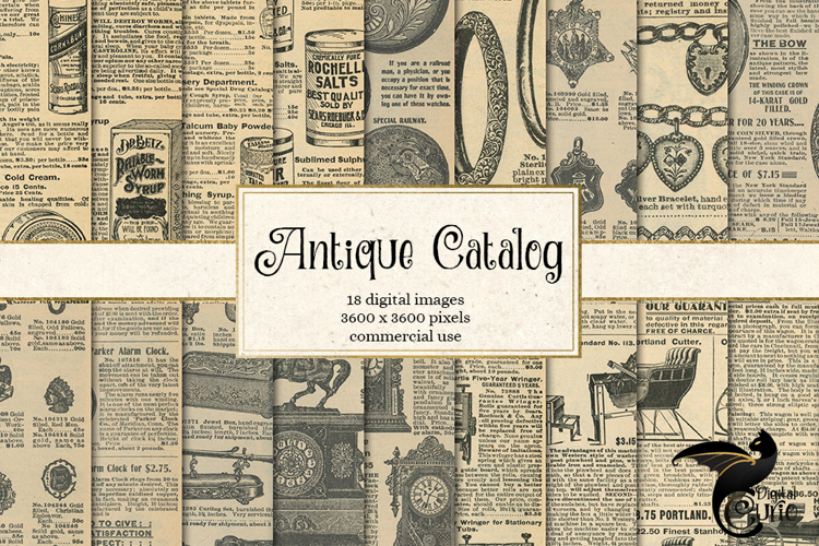 Antique Catalog Pages Digital Paper Ephemera
