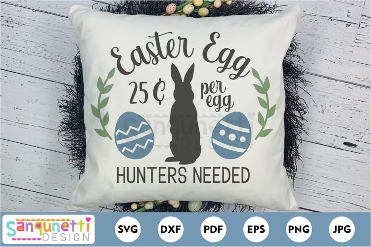 Easter egg hunters | Bunny pillow SVG example image 1