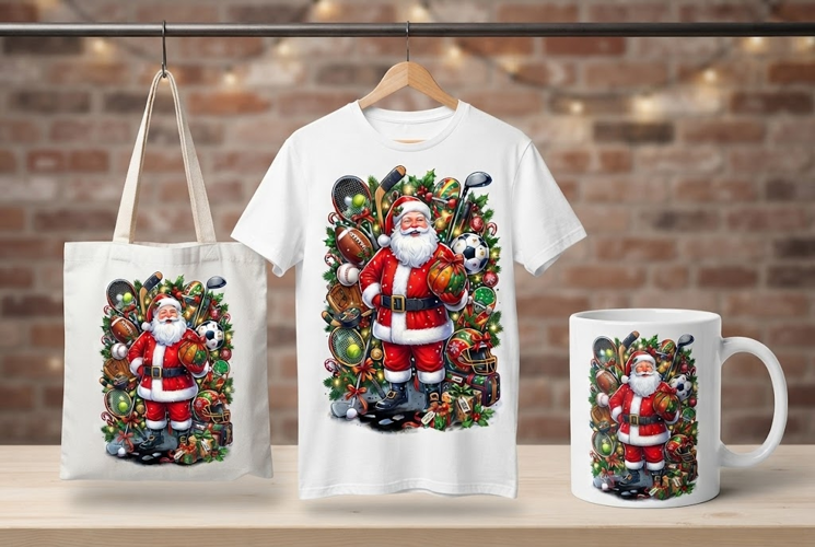 Premium Festive Sports Santa Christmas Design