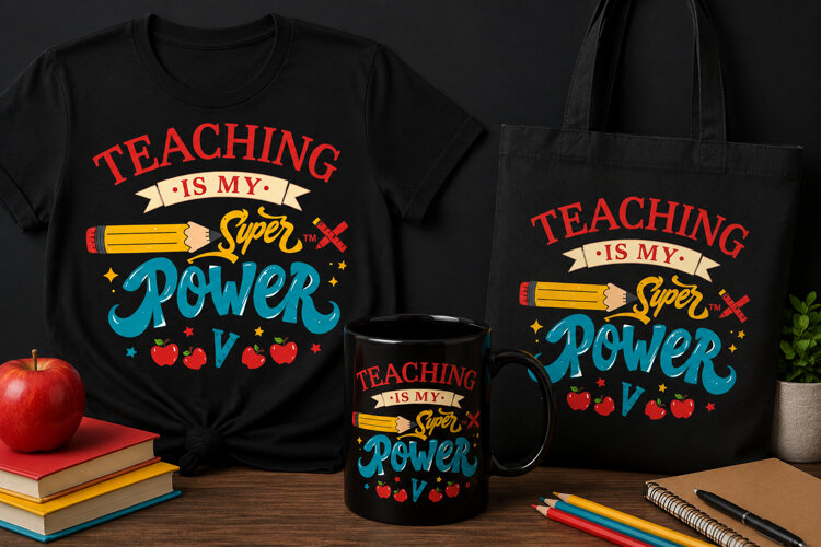 Teaching Is My Super Power PNG | Teacher School Design example image 1