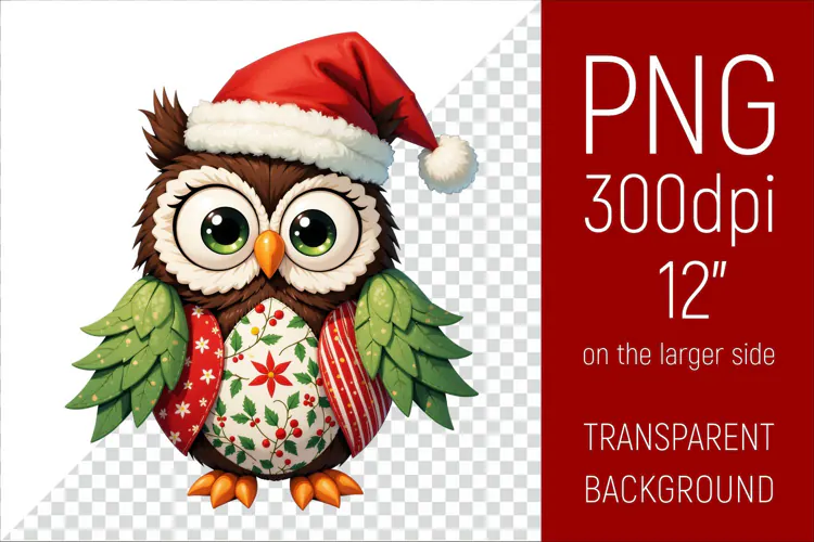 Christmas Owl PNG | Christmas Sublimation Design