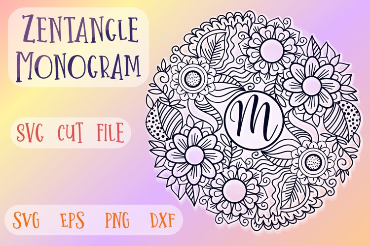 Zentangle Monogram SVG cut file