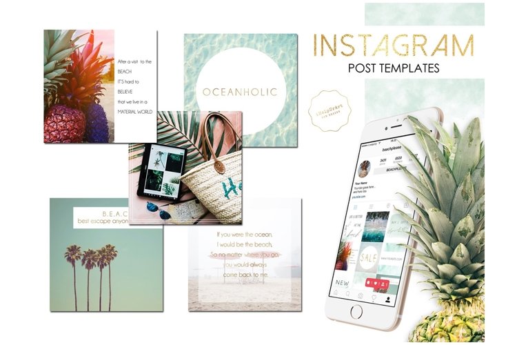 Beach Vibes Instagram Posts Template example image 1