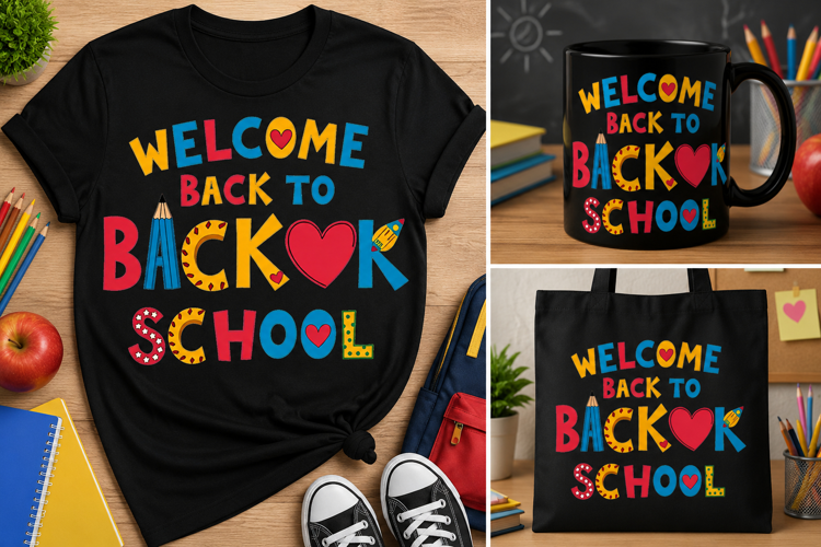 Welcome Back to School PNG, Colorful First Day Design