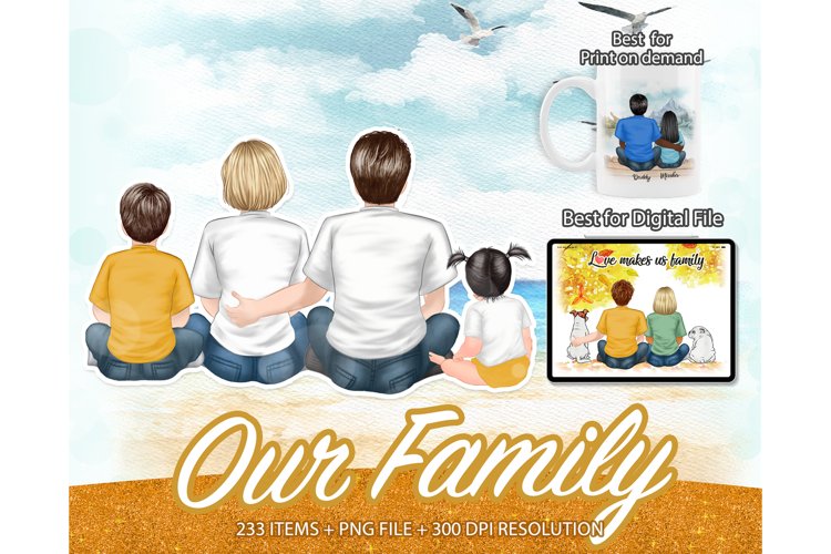 Sitting Family, Parents Clipart, Parents Illustration, Customizable family, Children Clipart, Watercolor family, big Family, Clipart family, Family clipart, Mom Daughter Clipart, daughter clipart, Parents illustration, Mom dad clipart, Watercolor people