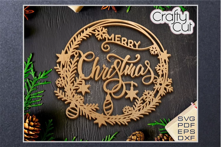 Christmas Wreath - Christmas laser cut decor - SVG file