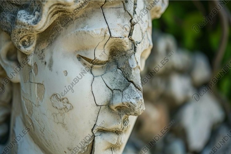 Detailed view of an aged statue with weathered texture and c example image 1