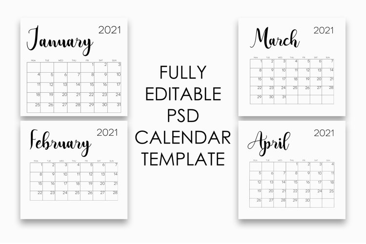 Download Calendar 2021 Monday Start Fully Editable Psd Files 964303 Customizable Templates Design Bundles