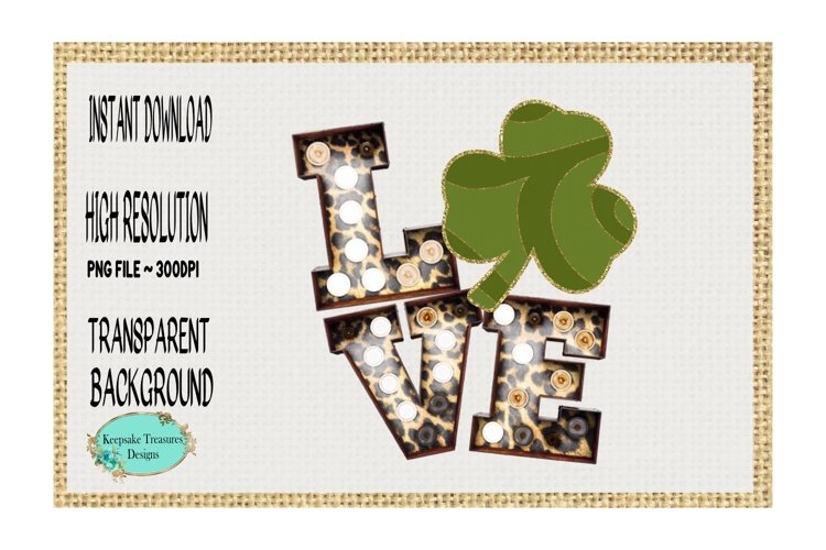 St. Patrick's Day Love Shamrock, Marquee Letters example image 1