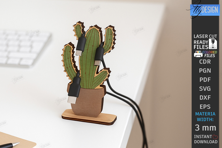 Cable Organizer Laser Cut|Desk Cord Holder|Office Design SVG