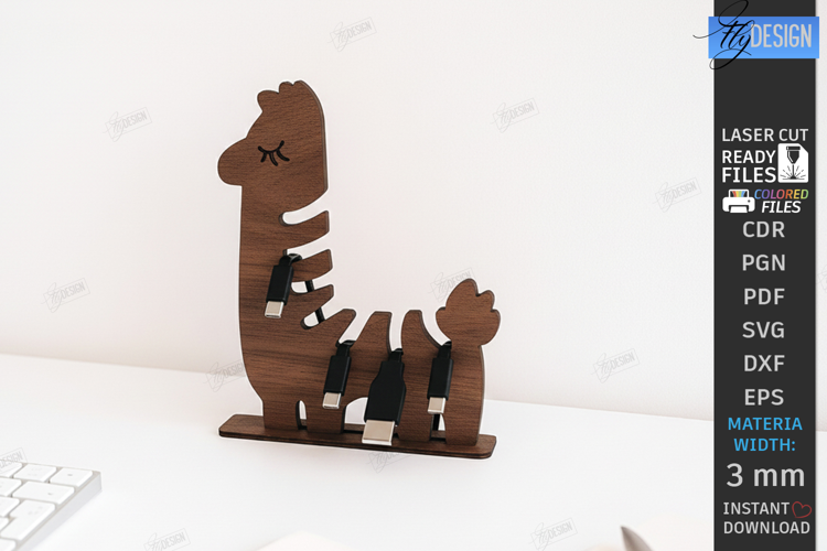 Cable Organizer Laser Cut|Desk Cord Holder|Office Design SVG