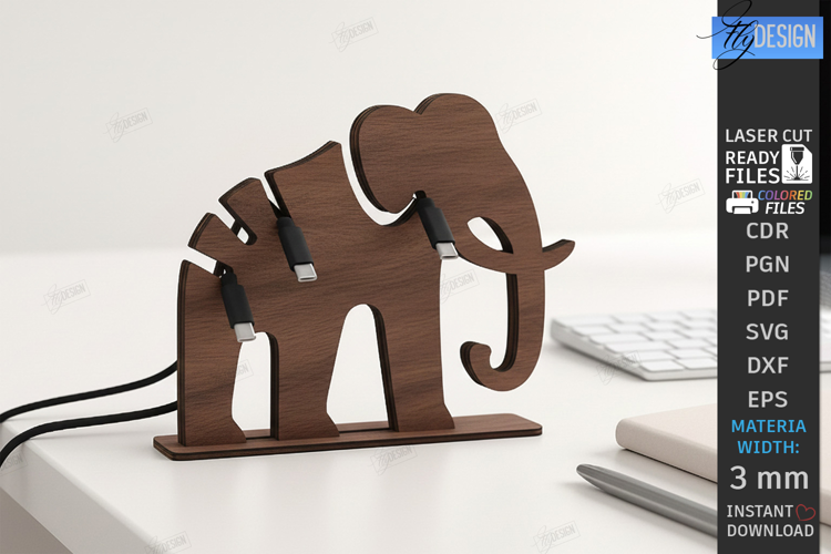 Cable Organizer Laser Cut|Desk Cord Holder|Office Design SVG