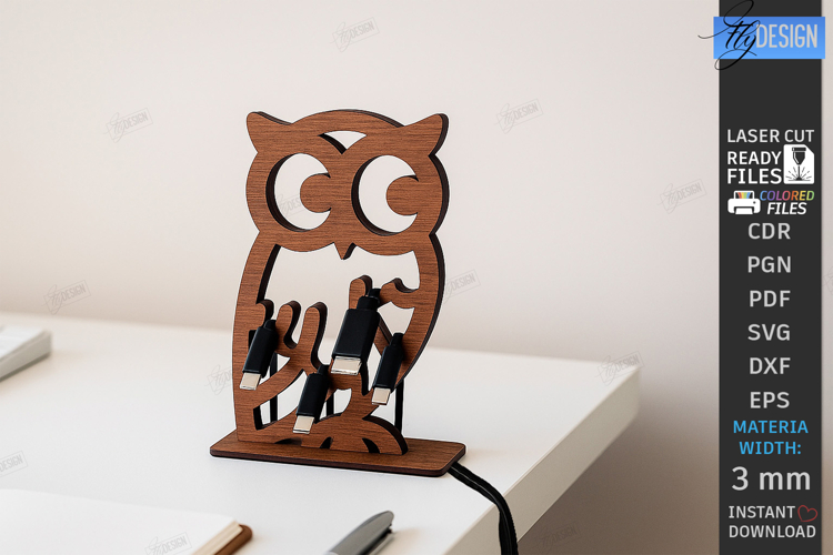 Cable Organizer Laser Cut|Desk Cord Holder|Office Design SVG