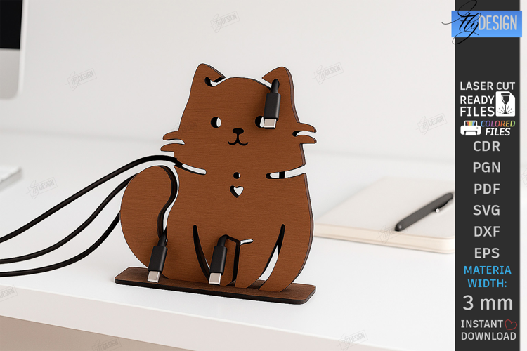 Cable Organizer Laser Cut|Desk Cord Holder|Office Design SVG
