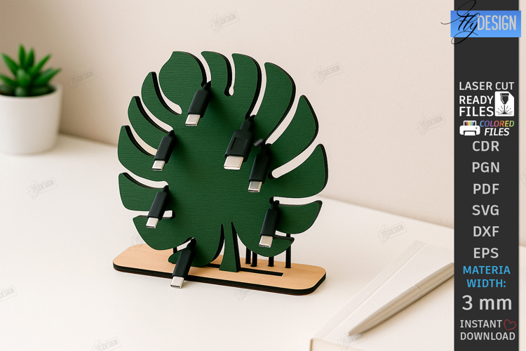 Cable Organizer Laser Cut|Desk Cord Holder|Office Design SVG